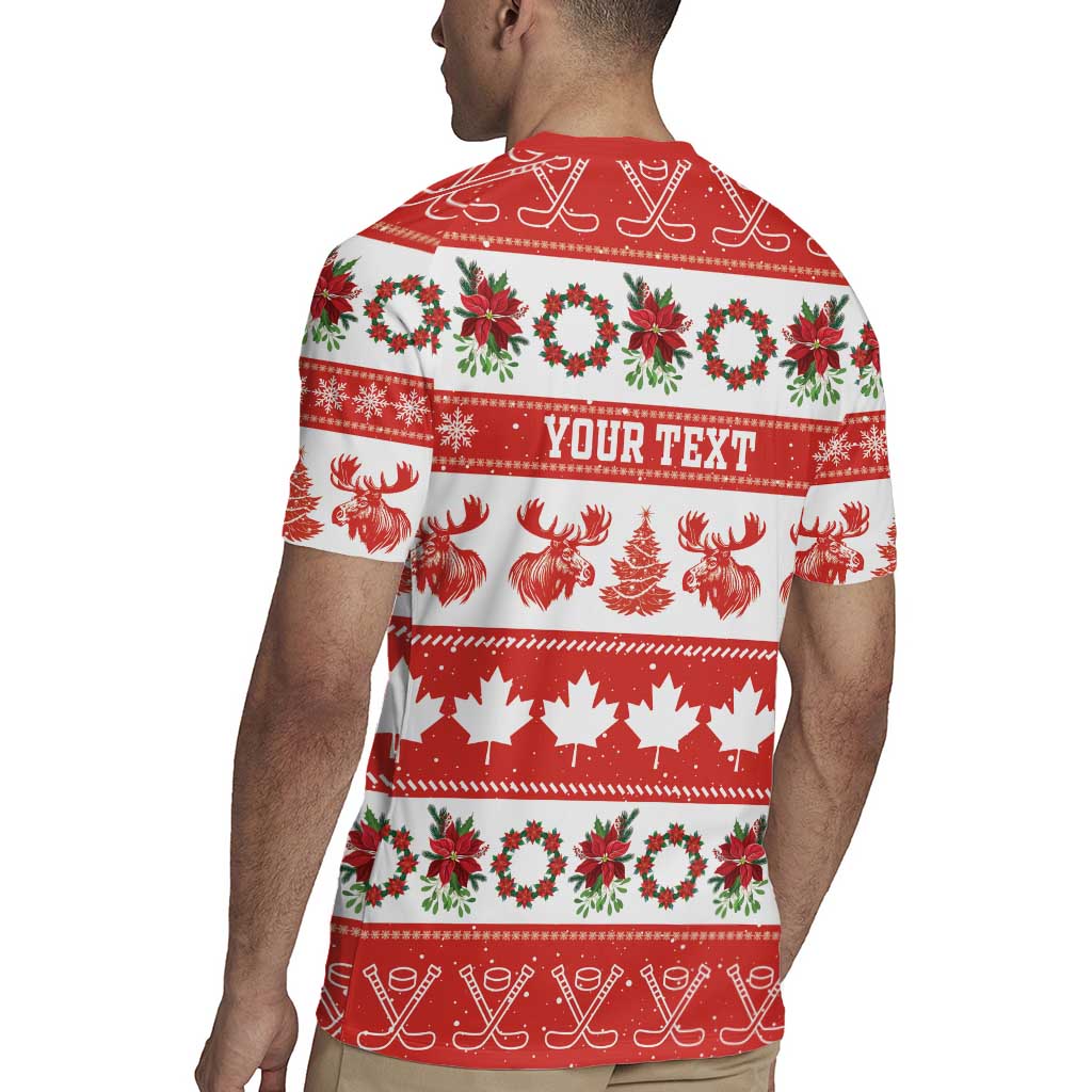 Personalised Canada Christmas Rugby Jersey Canadian Moose Maple Leaf Seamless Style - Wonder Print Shop