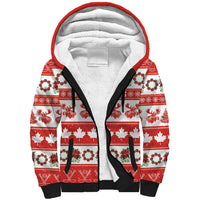 Personalised Canada Christmas Sherpa Hoodie Canadian Moose Maple Leaf Seamless Style - Wonder Print Shop