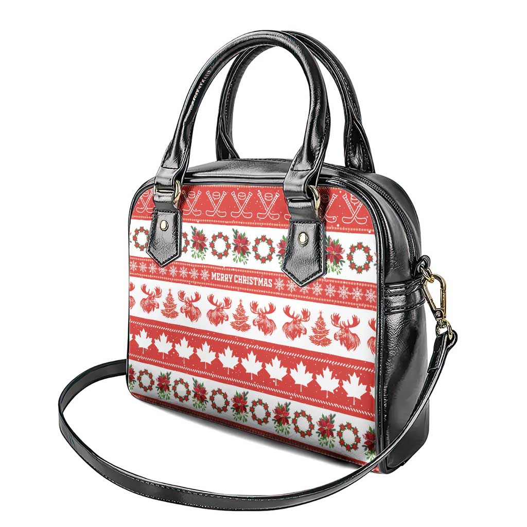 Canada Christmas Shoulder Handbag Canadian Moose Maple Leaf Seamless Style - Wonder Print Shop