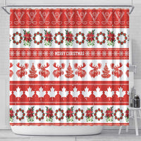 Canada Christmas Shower Curtain Canadian Moose Maple Leaf Seamless Style - Wonder Print Shop