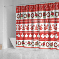 Canada Christmas Shower Curtain Canadian Moose Maple Leaf Seamless Style - Wonder Print Shop