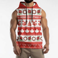 Personalised Canada Christmas Sleeveless Hoodie Canadian Moose Maple Leaf Seamless Style - Wonder Print Shop