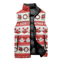 Personalised Canada Christmas Sleeveless Puffer Jacket Canadian Moose Maple Leaf Seamless Style - Wonder Print Shop