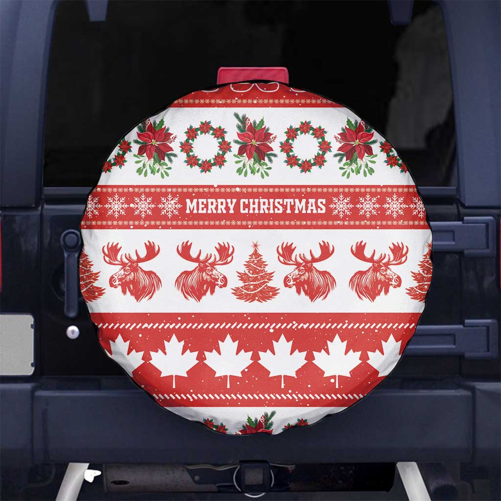 Canada Christmas Spare Tire Cover Canadian Moose Maple Leaf Seamless Style - Wonder Print Shop