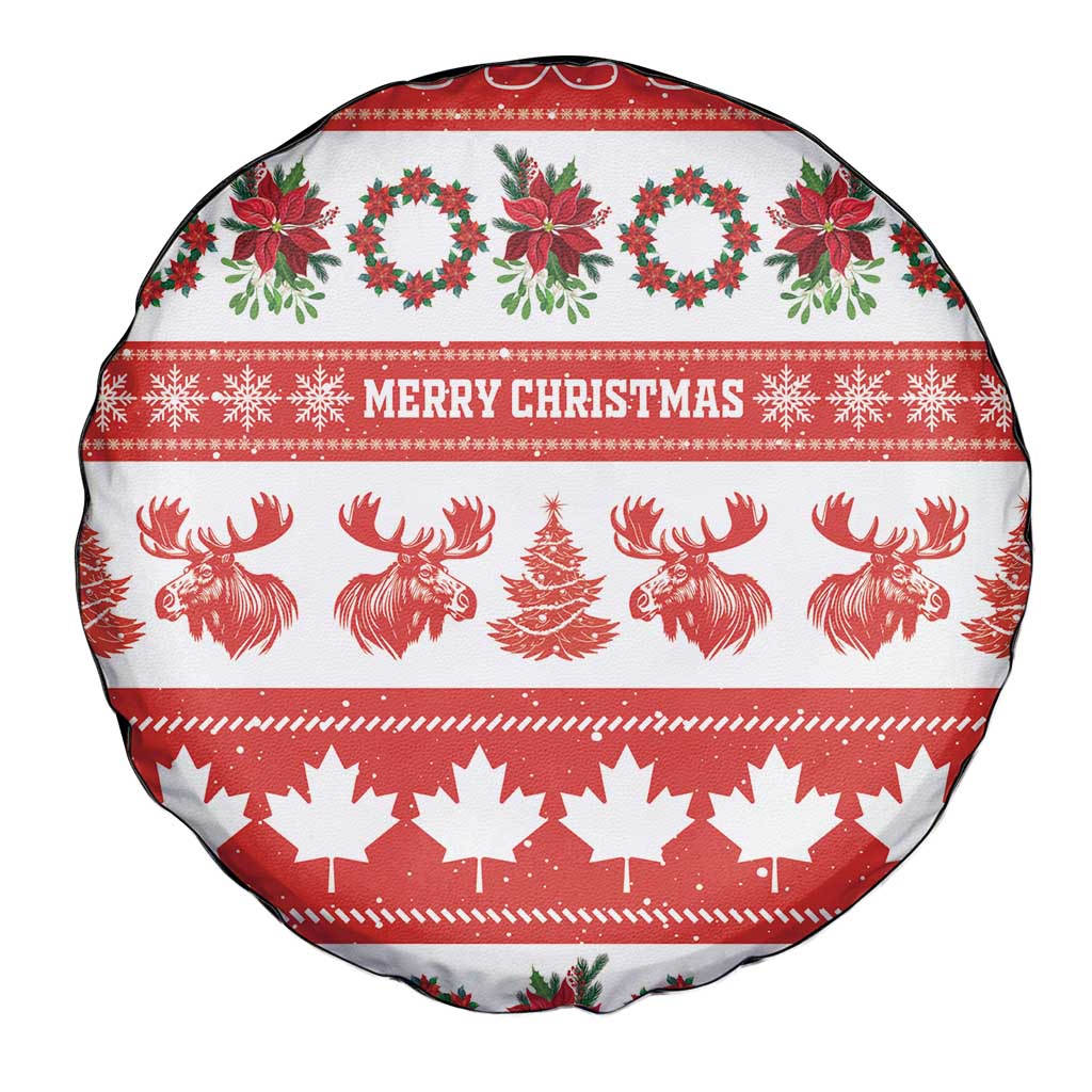 Canada Christmas Spare Tire Cover Canadian Moose Maple Leaf Seamless Style - Wonder Print Shop