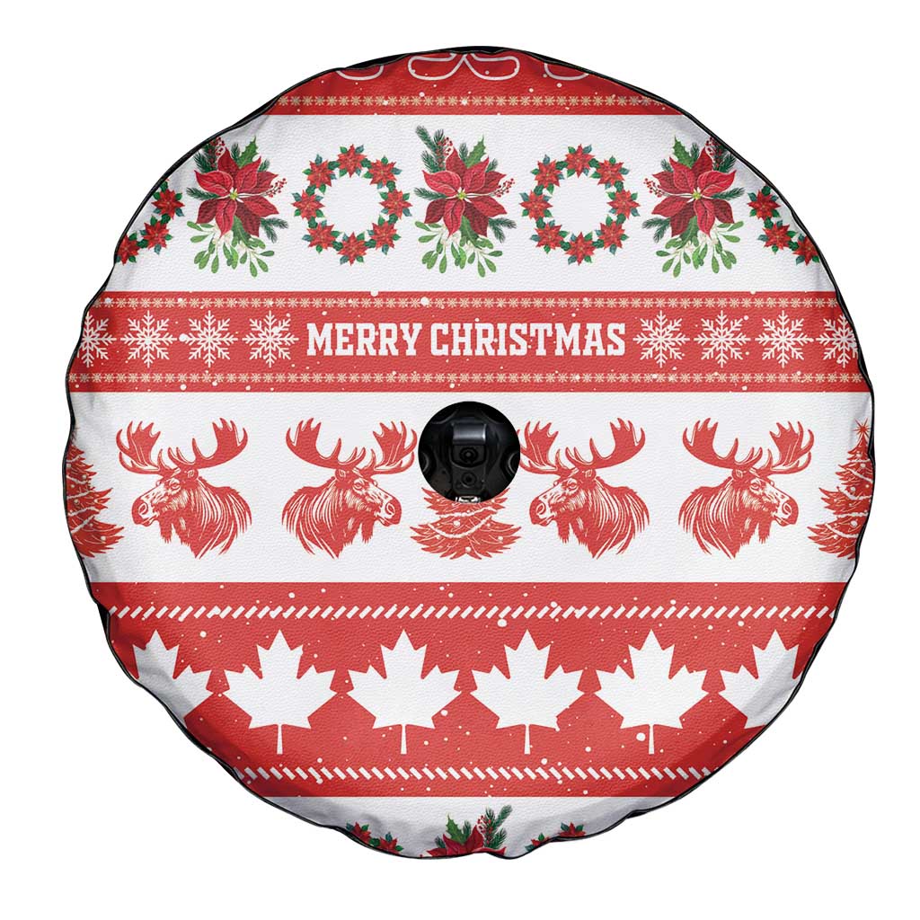 Canada Christmas Spare Tire Cover Canadian Moose Maple Leaf Seamless Style - Wonder Print Shop