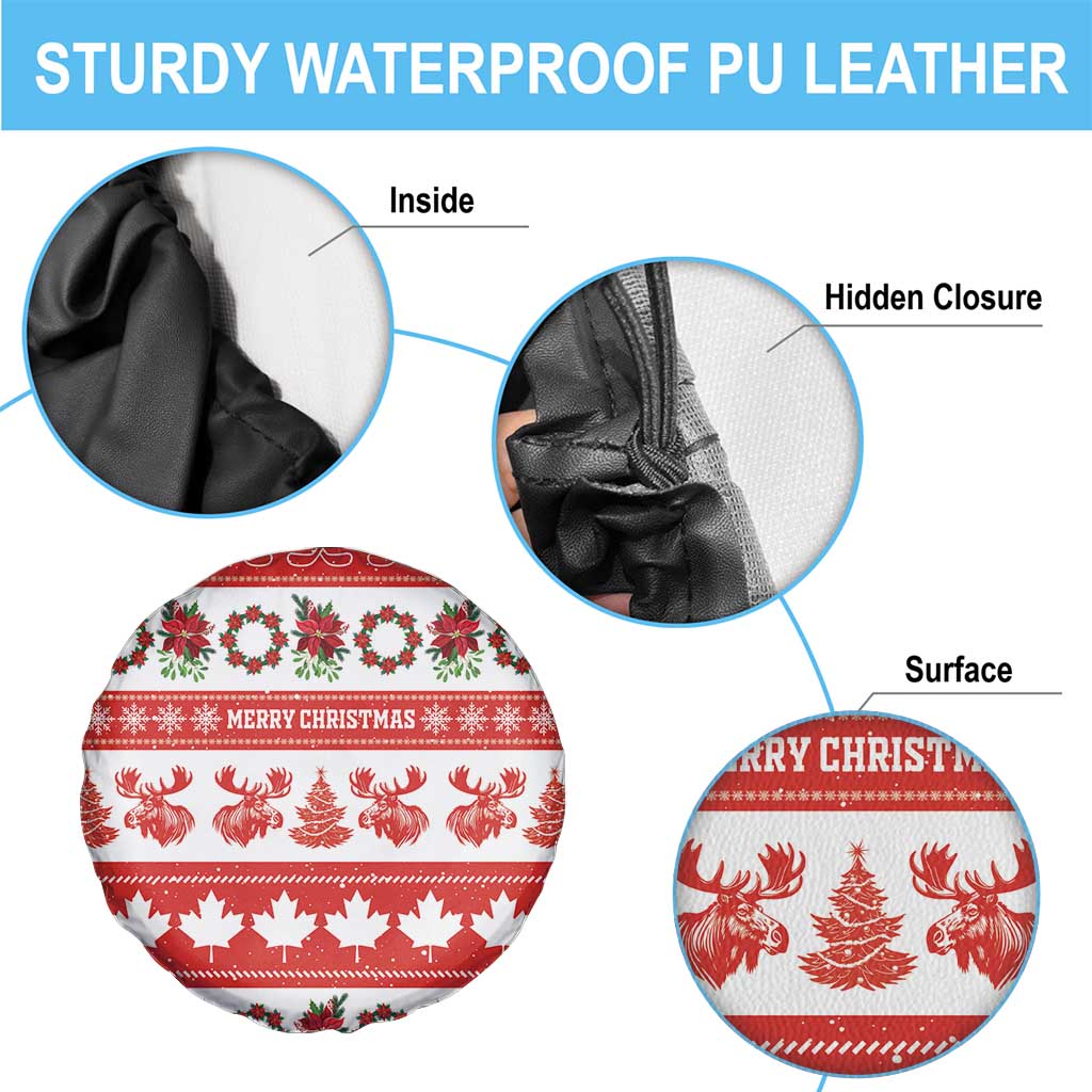 Canada Christmas Spare Tire Cover Canadian Moose Maple Leaf Seamless Style - Wonder Print Shop