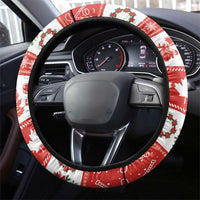 Canada Christmas Steering Wheel Cover Canadian Moose Maple Leaf Seamless Style - Wonder Print Shop