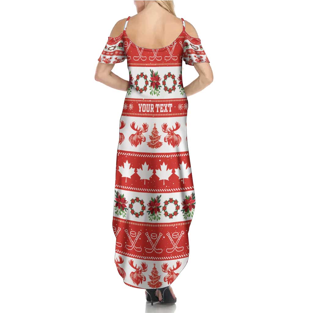 Personalised Canada Christmas Summer Maxi Dress Canadian Moose Maple Leaf Seamless Style - Wonder Print Shop