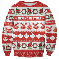 Personalised Canada Christmas Sweatshirt Canadian Moose Maple Leaf Seamless Style - Wonder Print Shop