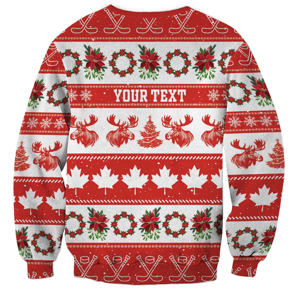 Personalised Canada Christmas Sweatshirt Canadian Moose Maple Leaf Seamless Style - Wonder Print Shop