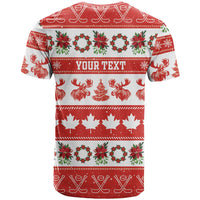 Personalised Canada Christmas T Shirt Canadian Moose Maple Leaf Seamless Style - Wonder Print Shop