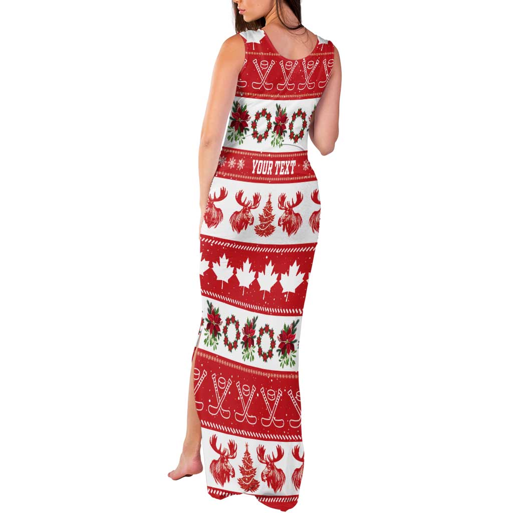 Personalised Canada Christmas Tank Maxi Dress Canadian Moose Maple Leaf Seamless Style - Wonder Print Shop