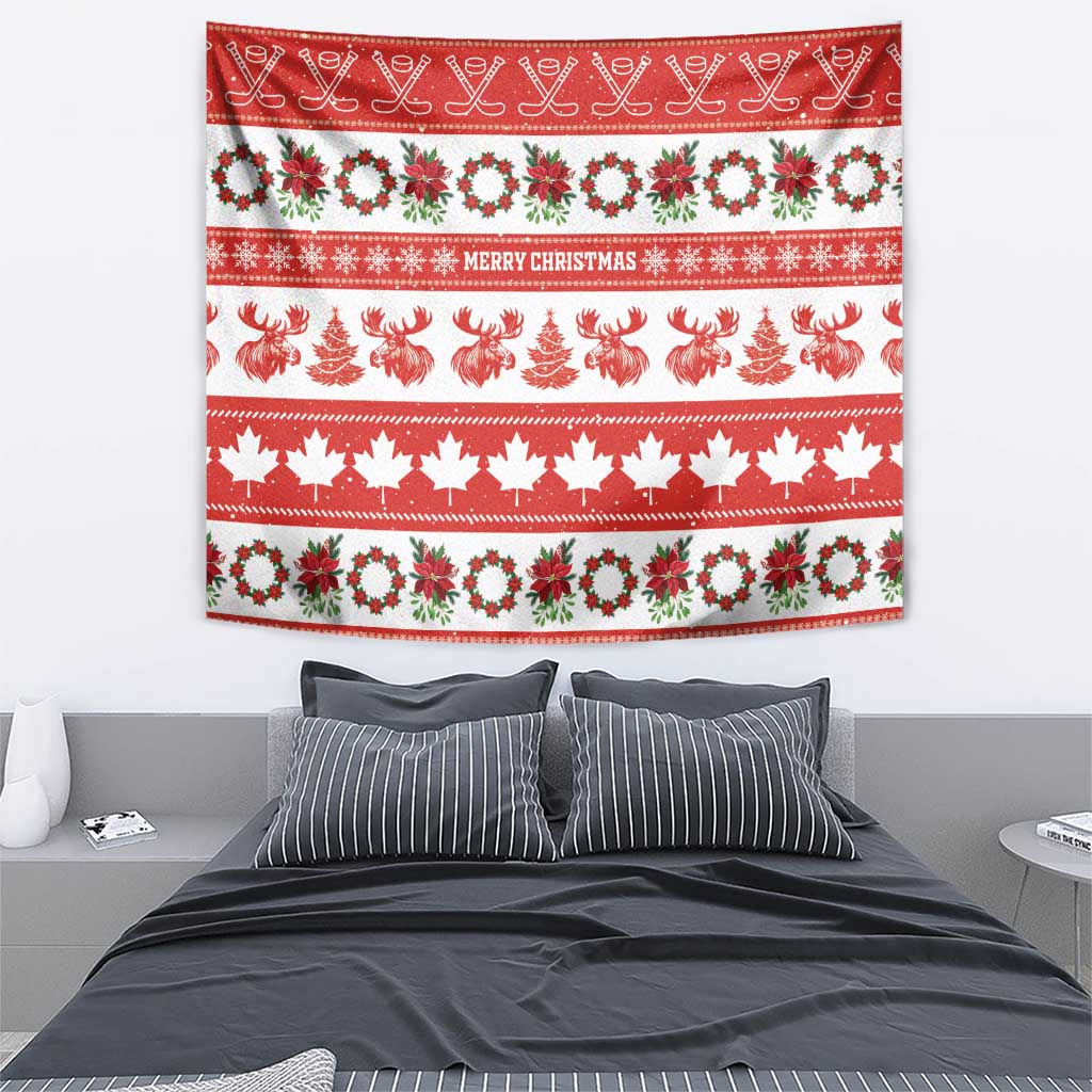 Canada Christmas Tapestry Canadian Moose Maple Leaf Seamless Style - Wonder Print Shop