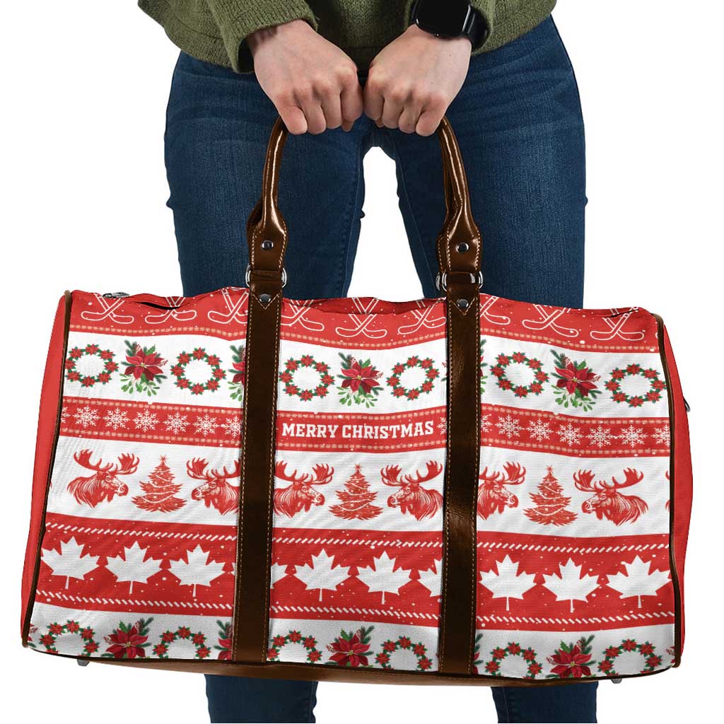 Canada Christmas Travel Bag Canadian Moose Maple Leaf Seamless Style - Wonder Print Shop