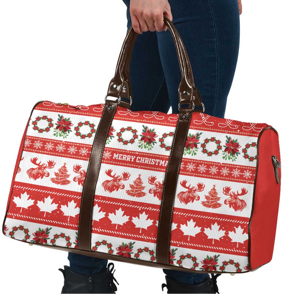 Canada Christmas Travel Bag Canadian Moose Maple Leaf Seamless Style - Wonder Print Shop