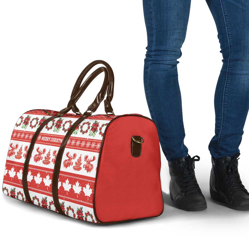 Canada Christmas Travel Bag Canadian Moose Maple Leaf Seamless Style - Wonder Print Shop