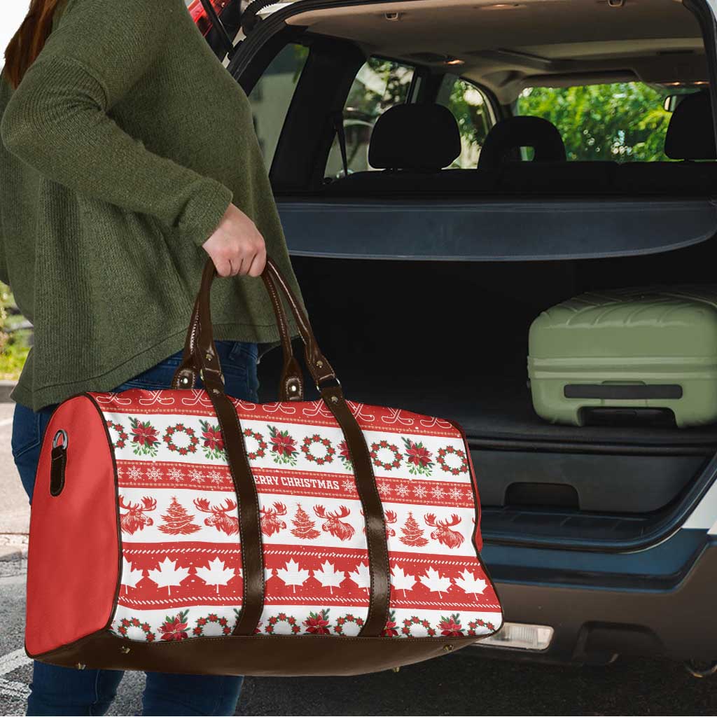 Canada Christmas Travel Bag Canadian Moose Maple Leaf Seamless Style - Wonder Print Shop
