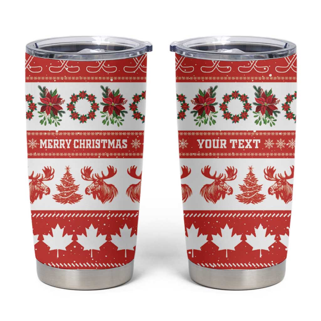 Personalised Canada Christmas Tumbler Cup Canadian Moose Maple Leaf Seamless Style - Wonder Print Shop
