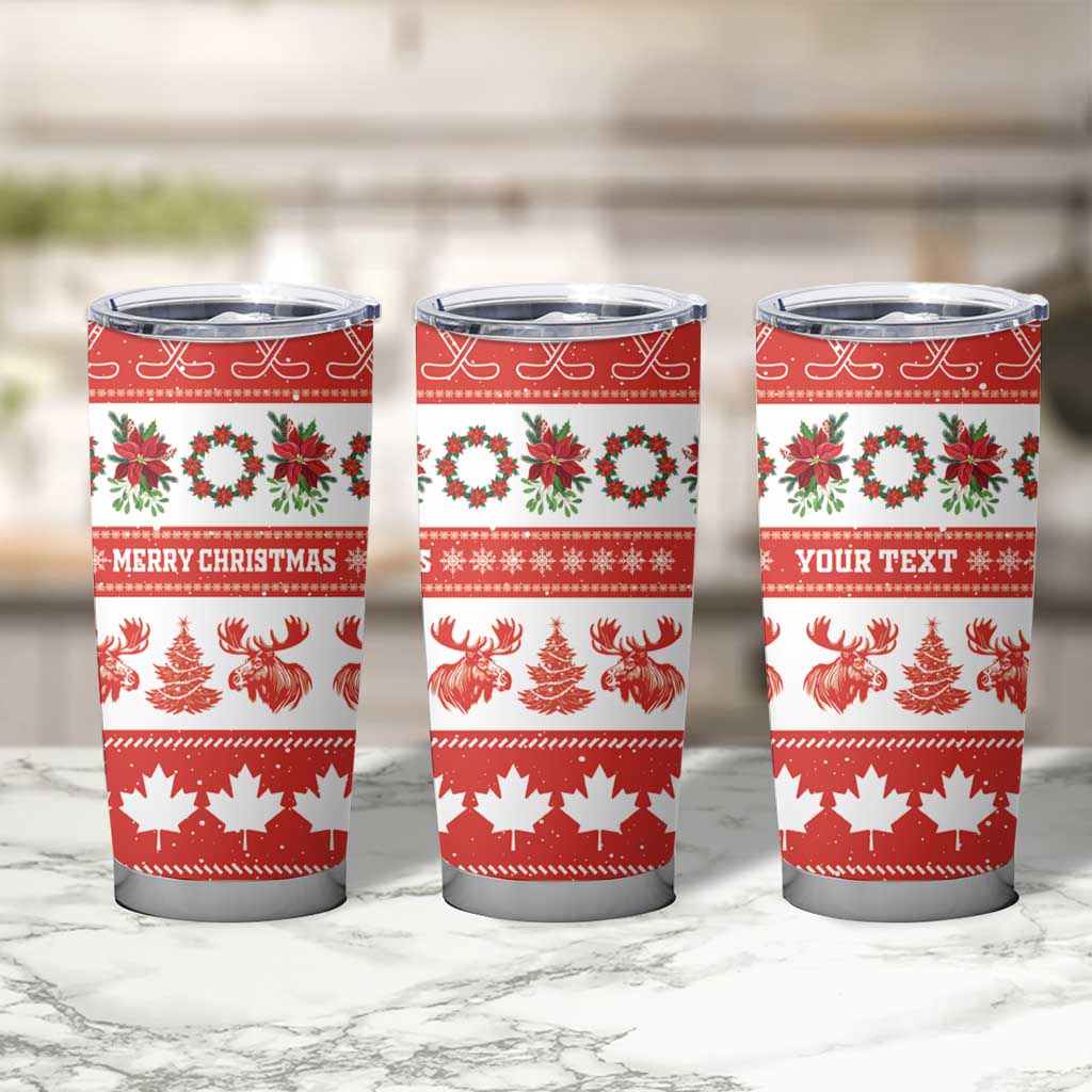 Personalised Canada Christmas Tumbler Cup Canadian Moose Maple Leaf Seamless Style - Wonder Print Shop