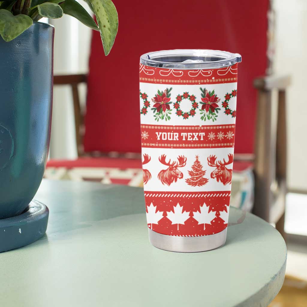 Personalised Canada Christmas Tumbler Cup Canadian Moose Maple Leaf Seamless Style - Wonder Print Shop