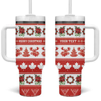Personalised Canada Christmas Tumbler With Handle Canadian Moose Maple Leaf Seamless Style - Wonder Print Shop