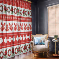 Canada Christmas Window Curtain Canadian Moose Maple Leaf Seamless Style - Wonder Print Shop