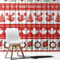 Canada Christmas Window Curtain Canadian Moose Maple Leaf Seamless Style - Wonder Print Shop