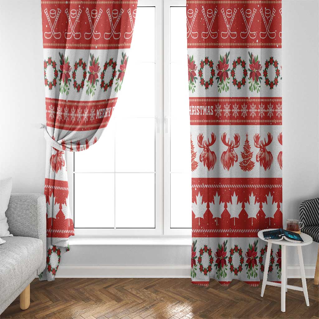 Canada Christmas Window Curtain Canadian Moose Maple Leaf Seamless Style - Wonder Print Shop