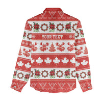Personalised Canada Christmas Women Casual Shirt Canadian Moose Maple Leaf Seamless Style - Wonder Print Shop