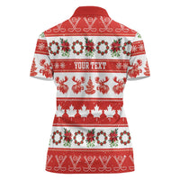 Personalised Canada Christmas Women Polo Shirt Canadian Moose Maple Leaf Seamless Style - Wonder Print Shop