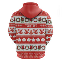 Personalised Canada Christmas Zip Hoodie Canadian Moose Maple Leaf Seamless Style - Wonder Print Shop