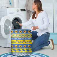 Personalised Ukraine Christmas Laundry Basket Tryzub With Map Folk Pattern - Wonder Print Shop
