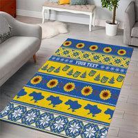 Ukraine Christmas Area Rug Tryzub With Map Folk Pattern - Wonder Print Shop