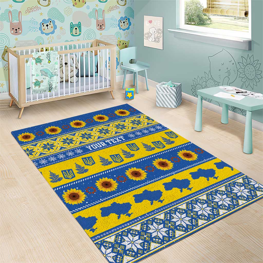 Ukraine Christmas Area Rug Tryzub With Map Folk Pattern - Wonder Print Shop