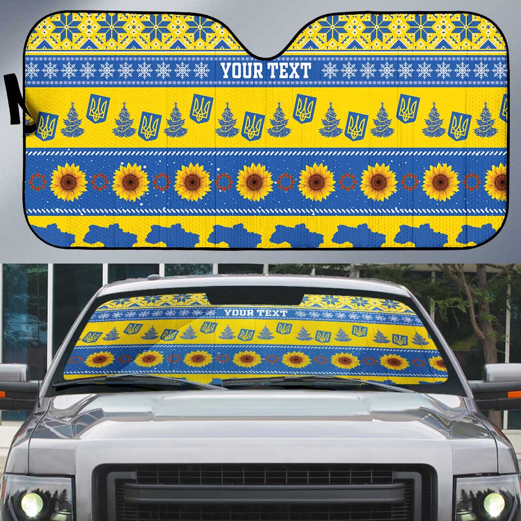 Ukraine Christmas Auto Sun Shade Tryzub With Map Folk Pattern - Wonder Print Shop