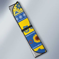 Ukraine Christmas Auto Sun Shade Tryzub With Map Folk Pattern - Wonder Print Shop