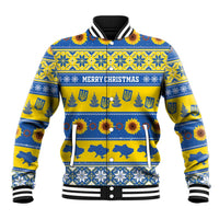 Personalised Ukraine Christmas Baseball Jacket Tryzub With Map Folk Pattern - Wonder Print Shop