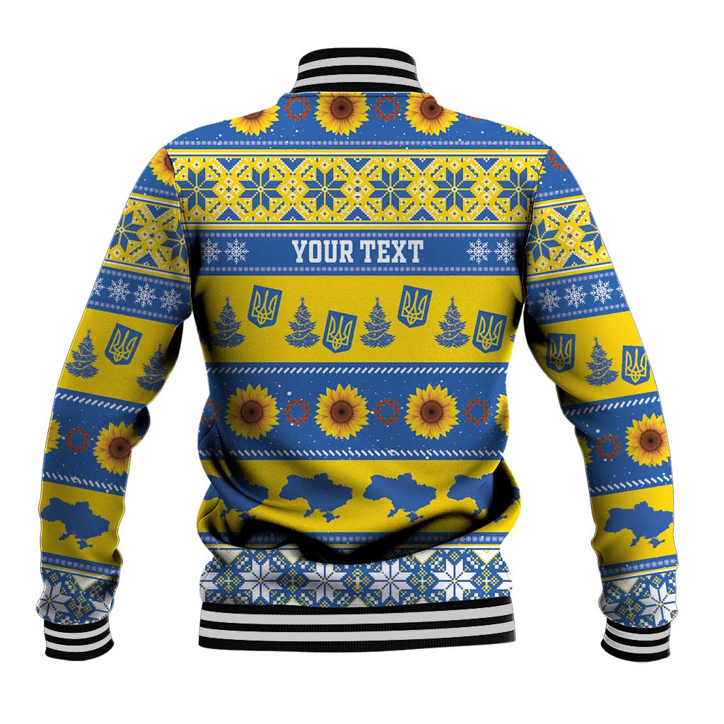 Personalised Ukraine Christmas Baseball Jacket Tryzub With Map Folk Pattern - Wonder Print Shop