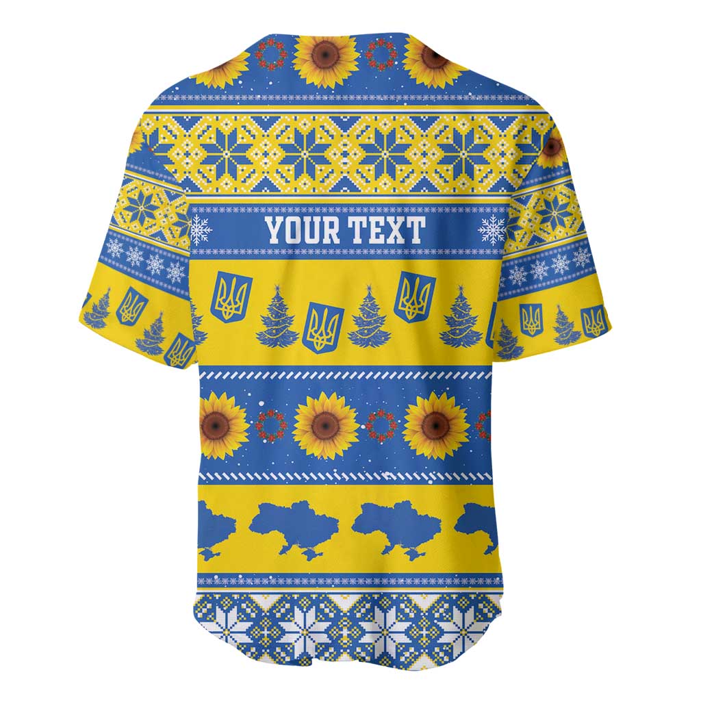 Personalised Ukraine Christmas Baseball Jersey Tryzub With Map Folk Pattern - Wonder Print Shop