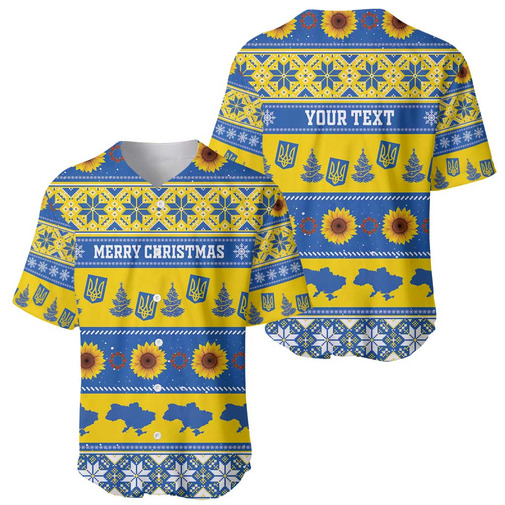Personalised Ukraine Christmas Baseball Jersey Tryzub With Map Folk Pattern - Wonder Print Shop