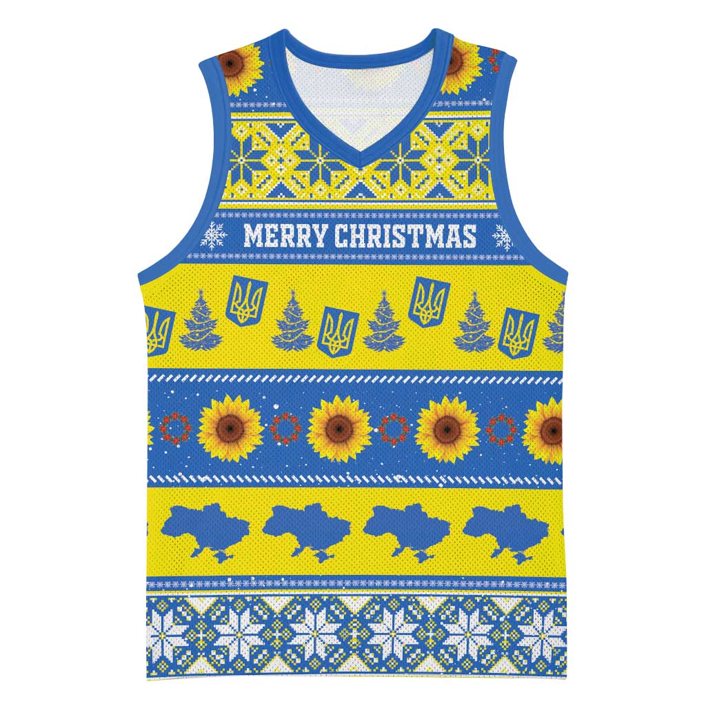 Personalised Ukraine Christmas Basketball Jersey Tryzub With Map Folk Pattern - Wonder Print Shop