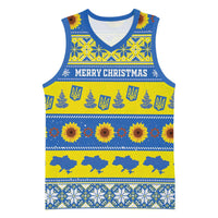 Personalised Ukraine Christmas Basketball Jersey Tryzub With Map Folk Pattern - Wonder Print Shop