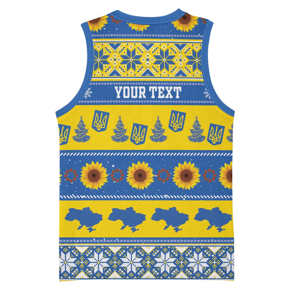 Personalised Ukraine Christmas Basketball Jersey Tryzub With Map Folk Pattern - Wonder Print Shop