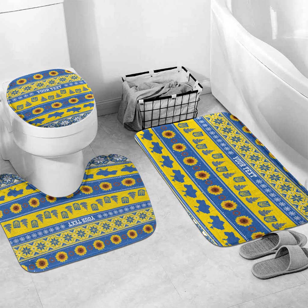Ukraine Christmas Bathroom Set Tryzub With Map Folk Pattern - Wonder Print Shop