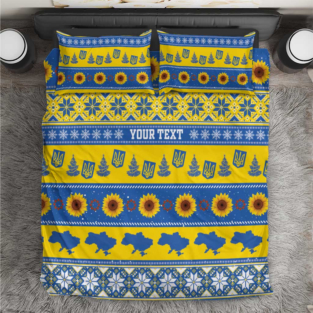 Ukraine Christmas Bedding Set Tryzub With Map Folk Pattern - Wonder Print Shop