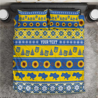 Ukraine Christmas Bedding Set Tryzub With Map Folk Pattern - Wonder Print Shop