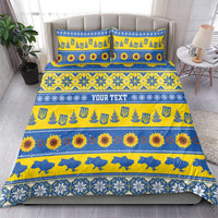Ukraine Christmas Bedding Set Tryzub With Map Folk Pattern - Wonder Print Shop
