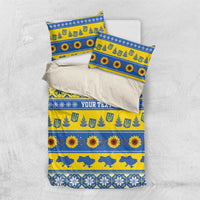 Ukraine Christmas Bedding Set Tryzub With Map Folk Pattern - Wonder Print Shop