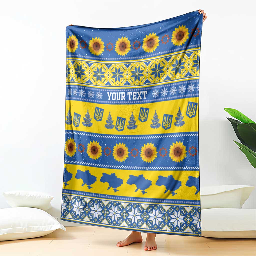 Ukraine Christmas Blanket Tryzub With Map Folk Pattern - Wonder Print Shop